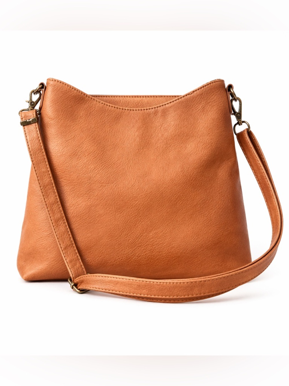 Vegan Leather Crossbody Bag Brown Minimalist Shoulder Purse